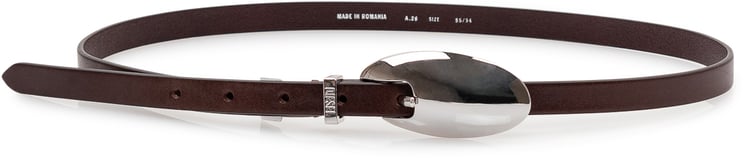 Diesel Cintura Sottile in Pelle con Fibbia Ovale