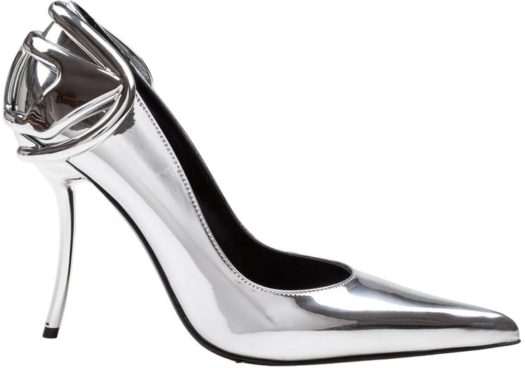 Diesel Diesel metallic leather pumps with curved heel silver color