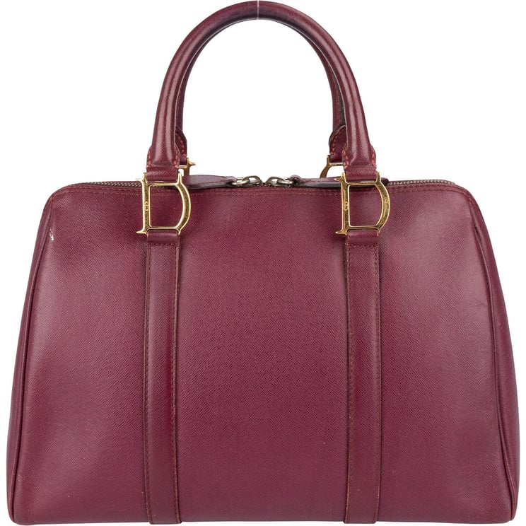 Dior Christian Dior Textured Saffiano Leather Vintage Boston Handbag