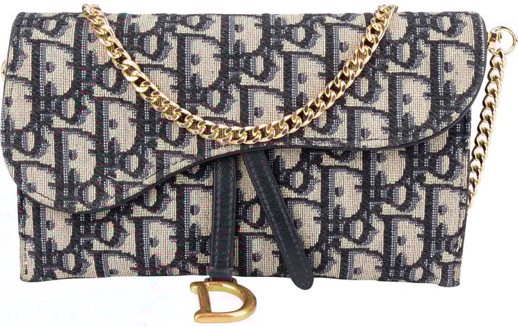 Dior Christian Dior Trotter Monogram Saddle Wallet On Chain Shoulder Bag