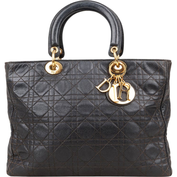 Dior Christian Dior Quilted Caviar Leather Lady Dior Handbag
