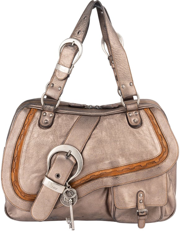 Dior Christian Dior Metallic Leather Gaucho Saddle Handbag