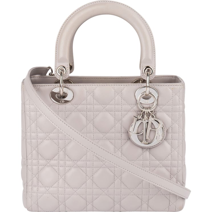 Dior Christian Dior Quilted Lambskin Leather Lady Dior Handbag