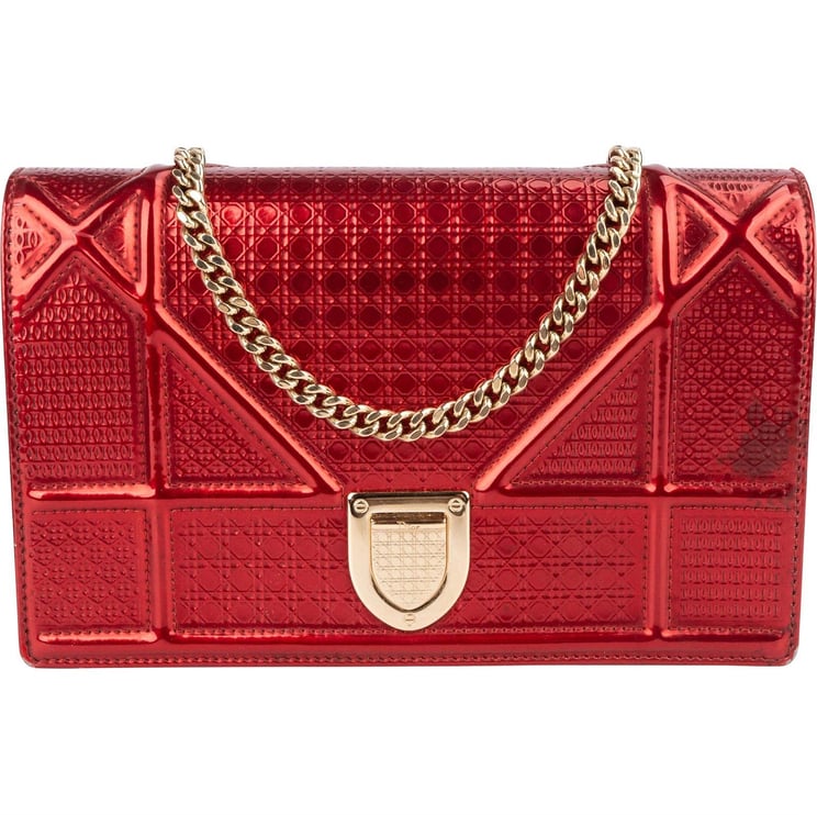 Dior Christian Dior Metallic Perforated Patent Leather Diorama Crossbody Bag