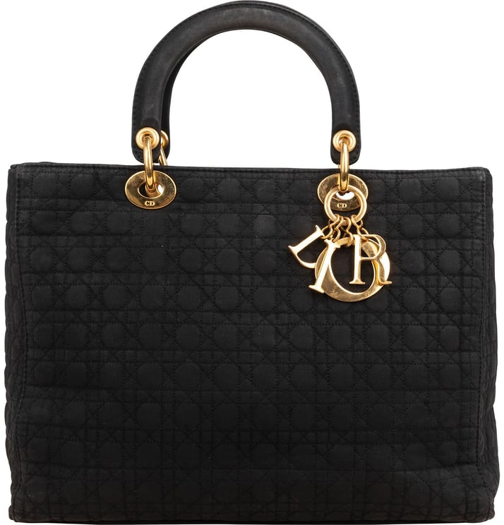Dior Christian Dior Quilted Nylon Cannage Large Lady Dior Handbag