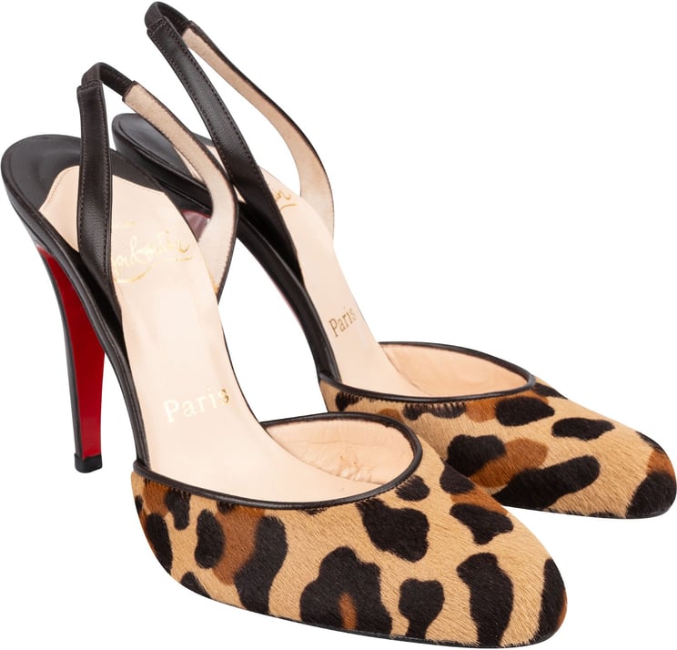 Dior Christian Louboutin Multicolor Leather Leopard Calf Hair Slingback Pumps (36,5)