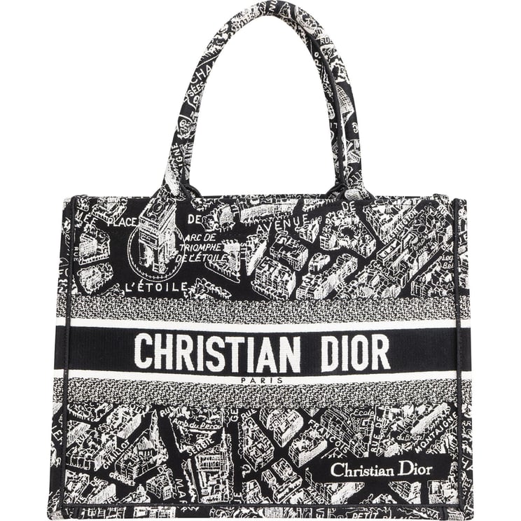 Dior Christian Dior Trotter Monogram Jacquard Mayu Embroidered Plan de Paris Book Tote Handbag