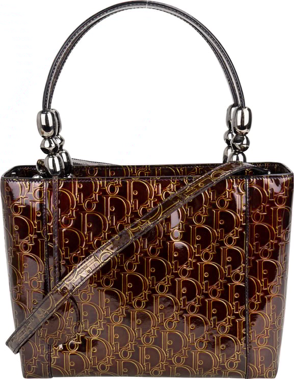 Dior Christian Dior Patent Leather Oblique Monogram Maris Handbag