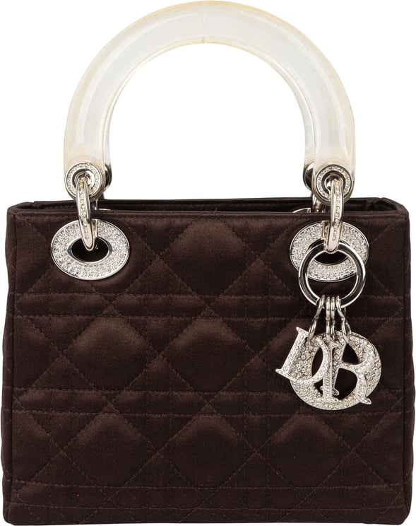 Dior Christian Dior Limited Quilted Satin Crystal Lady Dior Handbag