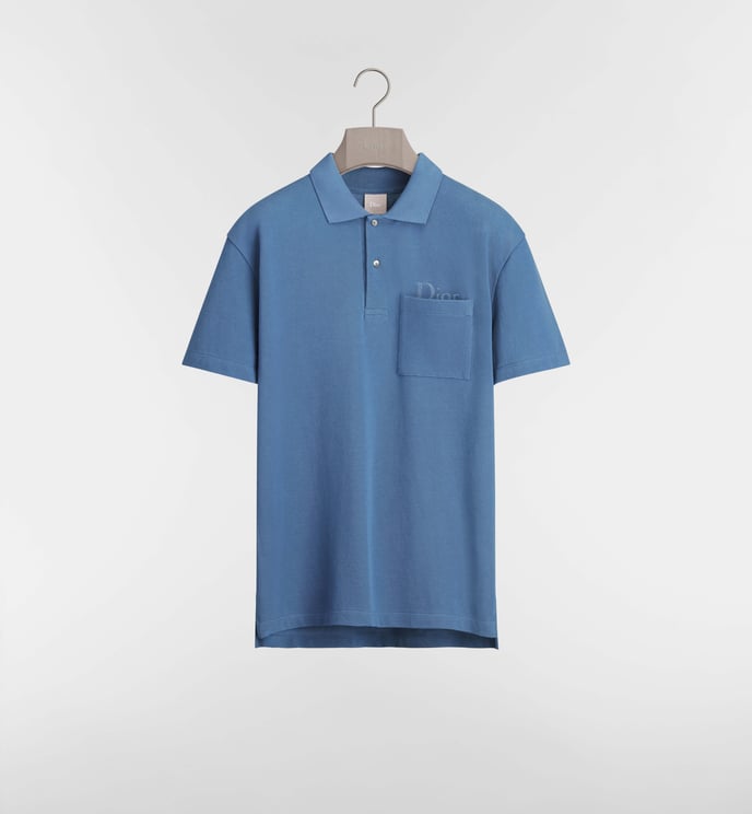 Dior Textured Knit Polo Shirt With Embroidered Logo Detail