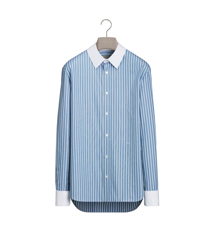 Dior Striped Crisp White Collar Shirt