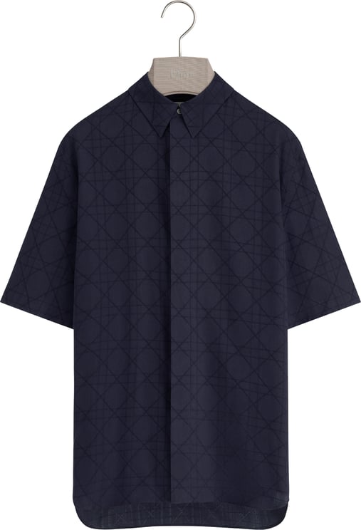 Dior Short-Sleeve Woven Shirt With Tonal Geometric Pattern