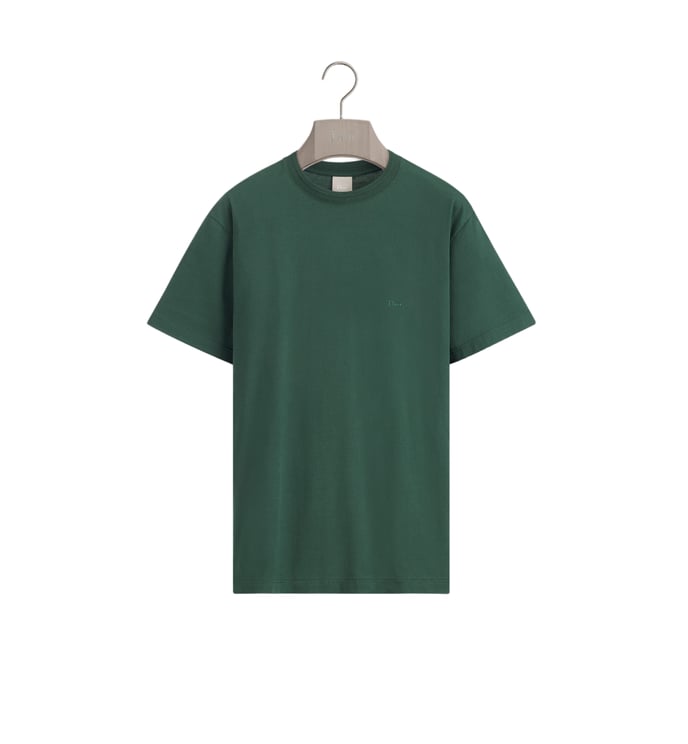 Dior Dark Green Regular Embroidered Logo T-Shirt