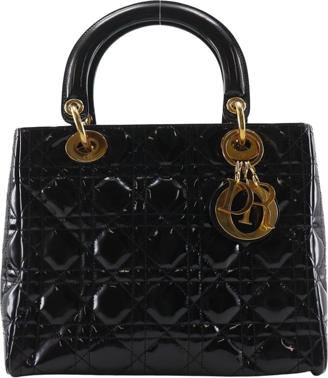 Dior Christian Dior Lady Dior NM Cannage Quilt Patent Medium