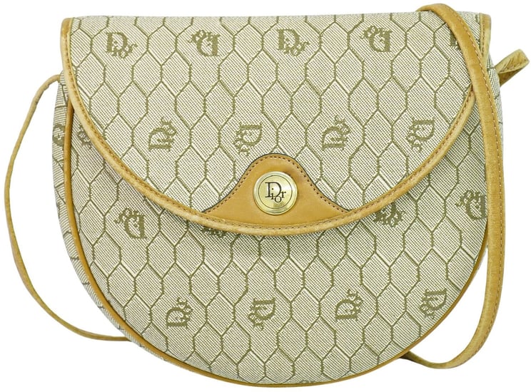 Dior Christian Dior Vintage Honeycomb Shoulder Bag Canvas