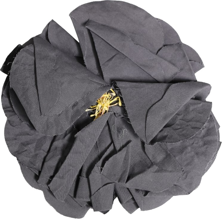 Dolce & Gabbana Dolce & Gabbana Gray Floral Motif Silk Blend Poplin Fabric Bar Pin  Brooch