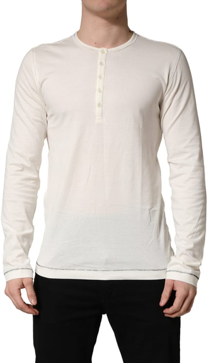 Dolce & Gabbana Dolce & Gabbana White Long Sleeves Henley Pullover Sweater