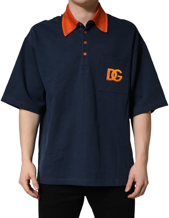 Dolce & Gabbana Dolce & Gabbana Navy Blue Cotton Logo Short Sleeves Men Polo T-shirt