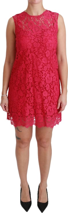Dolce & Gabbana Dolce & Gabbana Pink Floral Lace Shift Gown Mini Dress