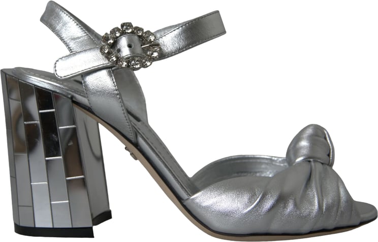 Dolce & Gabbana Dolce & Gabbana Silver Lambskin Leather Heels Sandals Shoes