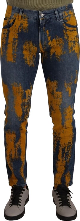 Dolce & Gabbana Dolce & Gabbana Blue Yellow Dye Cotton Skinny Men Denim Jeans