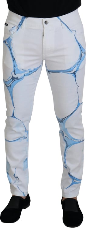 Dolce & Gabbana Dolce & Gabbana White Blue Denim Cotton Jeans Stretch Skinny Fit Pant
