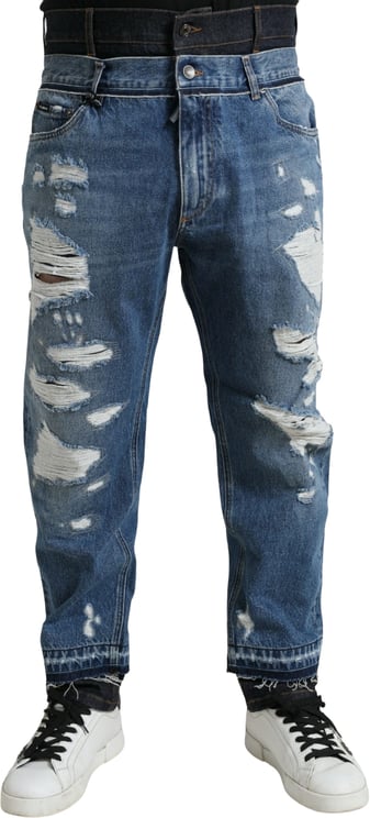 Dolce & Gabbana Dolce & Gabbana Blue Tattered Cotton Men Denim Jeans