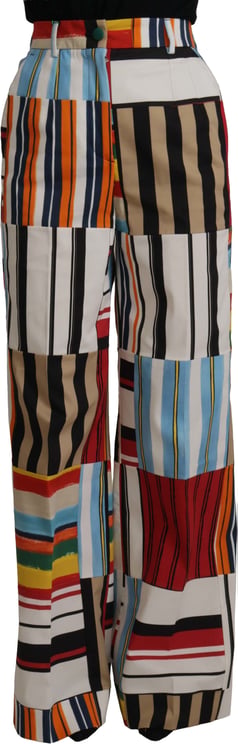 Dolce & Gabbana Dolce & Gabbana Multicolor Striped High Waist Cotton Pants