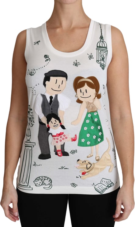 Dolce & Gabbana Dolce & Gabbana White Cotton #dgfamily Sleeveless Shirt Tank Top
