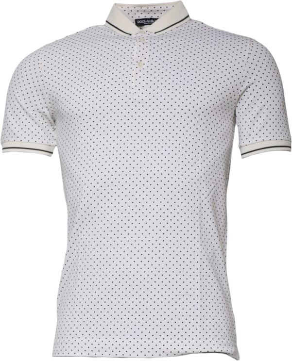Dolce & Gabbana Dolce & Gabbana White Polka Dot Cotton Collared Polo T-shirt