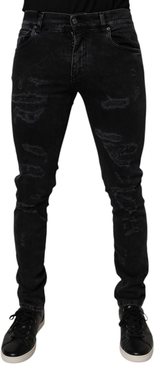 Dolce & Gabbana Dolce & Gabbana Black Tattered Cotton Skinny Men Denim Jeans