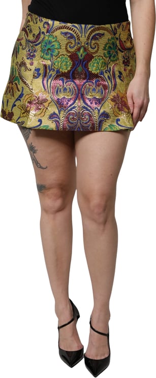 Dolce & Gabbana Dolce & Gabbana Multicolor Floral Jacquard Mid Waist Mini Skirt