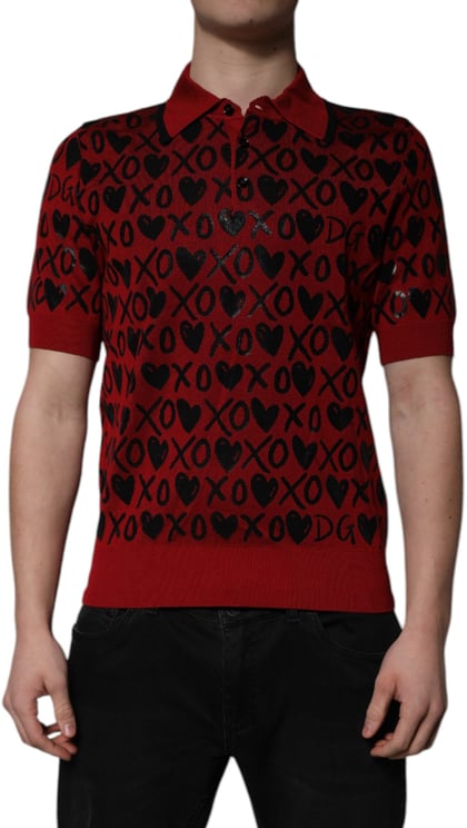 Dolce & Gabbana Dolce & Gabbana Red Cotton XOXO Collared Polo T-shirt