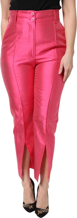 Dolce & Gabbana Dolce & Gabbana Pink Silk High Waist Tapered Pants