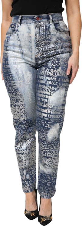 Dolce & Gabbana Dolce & Gabbana Blue Washed Print High Waist Denim Jeans