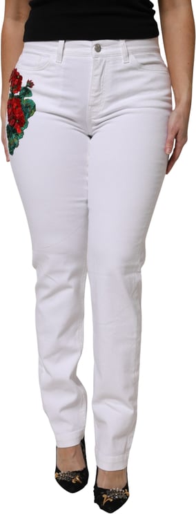 Dolce & Gabbana Dolce & Gabbana White Floral Sequined GIRLY Denim Jeans