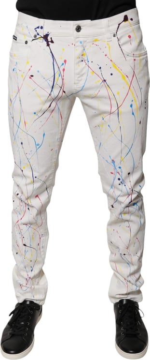 Dolce & Gabbana Dolce & Gabbana White Color Splash Print Skinny Denim Jeans