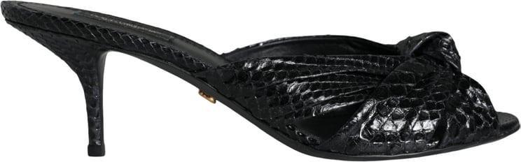 Dolce & Gabbana Dolce & Gabbana Black Leather Heels Slides Sandals Shoes