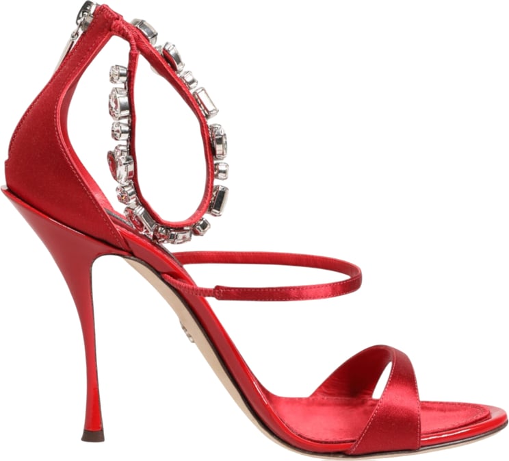 Dolce & Gabbana Dolce & Gabbana Red Satin Crystals Keira Sandals Heels Shoes