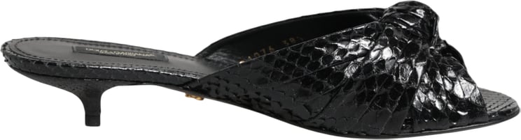 Dolce & Gabbana Dolce & Gabbana Black Leather Heels Slides Sandals Shoes