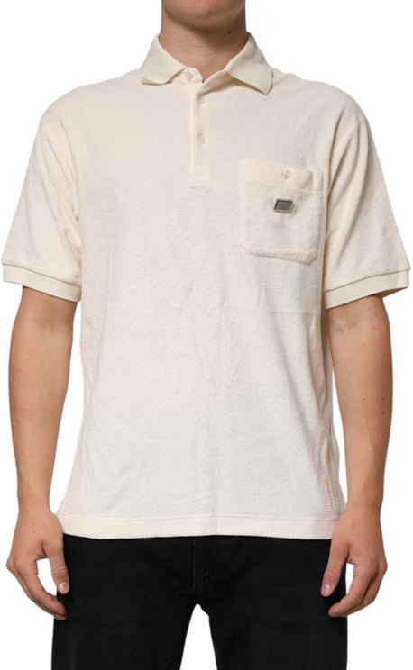 Dolce & Gabbana Dolce & Gabbana Ivory Cotton Terry Logo Pocket Polo T-shirt