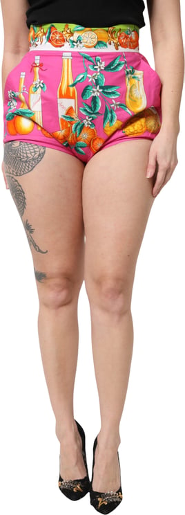 Dolce & Gabbana Dolce & Gabbana Pink Printed High Waist Hot Pants Shorts