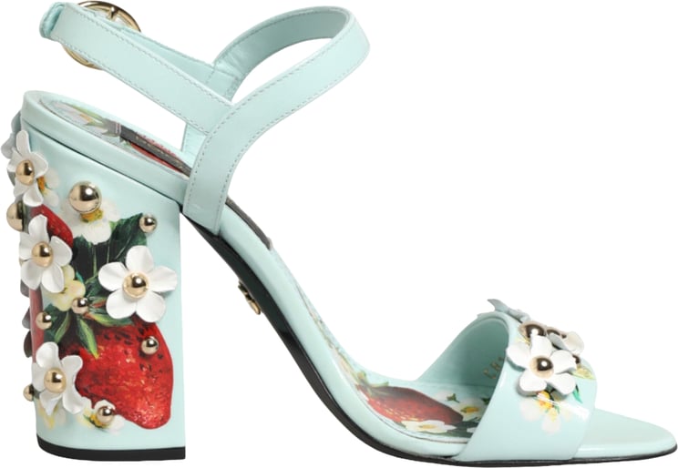 Dolce & Gabbana Dolce & Gabbana Mint Green Floral Studs Heels Sandals Shoes
