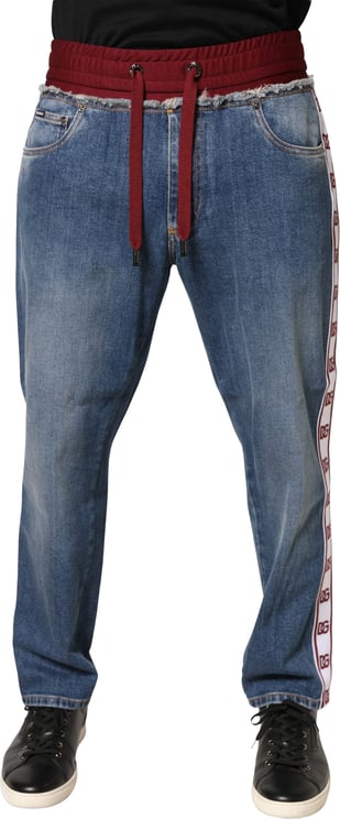 Dolce & Gabbana Dolce & Gabbana Blue Cotton Drawstring Straight Denim Jeans