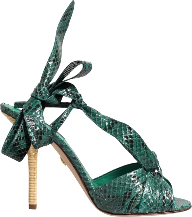 Dolce & Gabbana Dolce & Gabbana Green Python Leather Heels Sandals Shoes