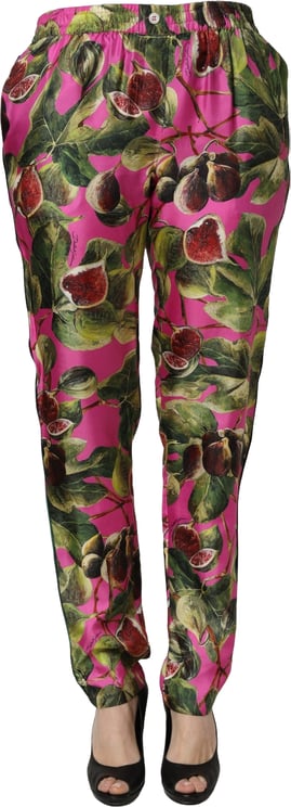 Dolce & Gabbana Dolce & Gabbana Fuchsia Fig Fruit Leaf Tapered Trouser Pants