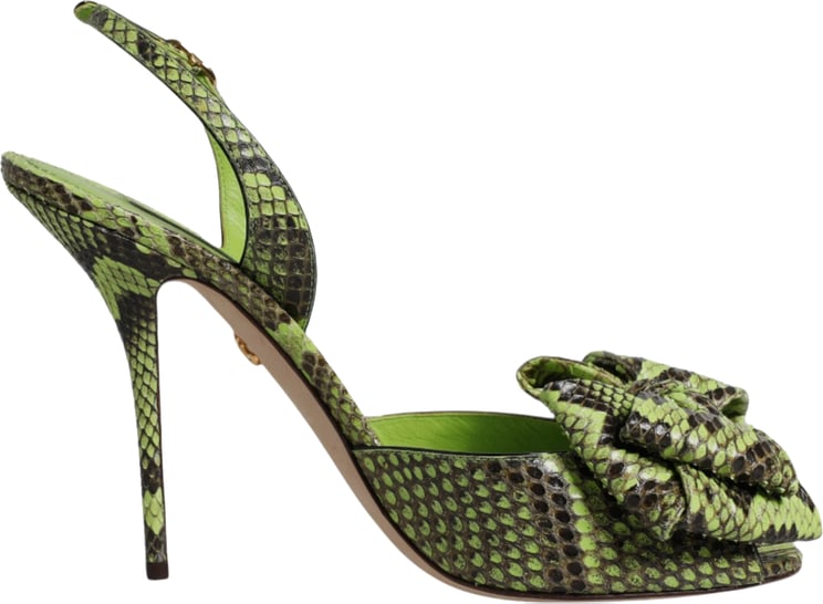 Dolce & Gabbana Dolce & Gabbana Green Python Leather Heels Sandals Shoes
