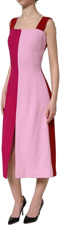 Dolce & Gabbana Dolce & Gabbana Two Tone Pink Wool Sleeveless Midi Dress