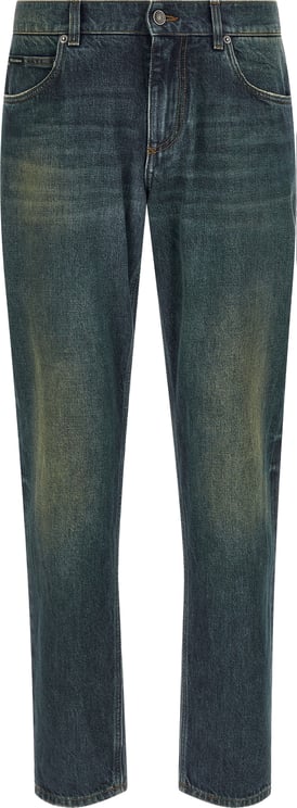 Dolce & Gabbana Dolce & Gabbana Blue Cotton Straight-Leg Jeans
