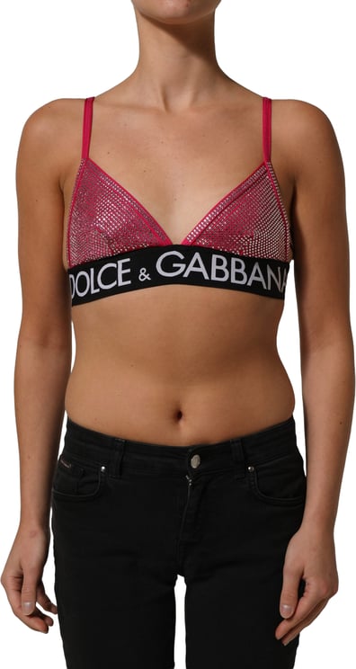 Dolce & Gabbana Dolce & Gabbana Pink Crystal Embellished Bralette Crop Top